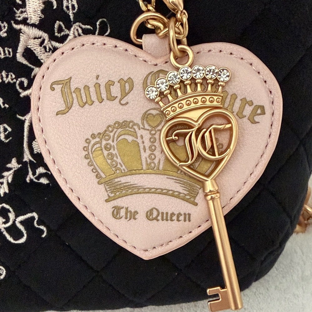 Juicy Couture | Velour Crest Satchel | Pink Black Y2K Glam | NWT - Picture 5 of 16